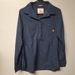 Western‎ Rise Shirt Pullover Half Button Blue Long Sleeve Youth Large Boys